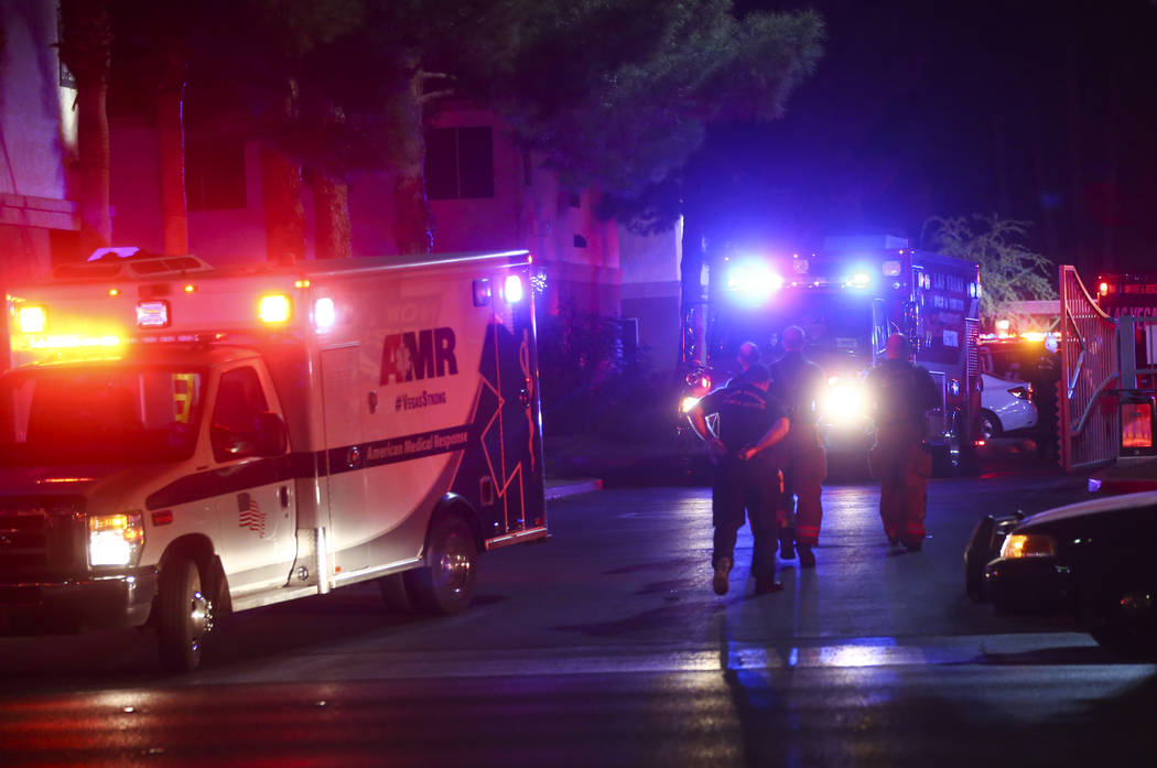 Las Vegas police respond to a scene where multiple people were shot at 3750 E. Bonanza Road in Las Vegas on Wednesday, Dec. 27, 2017. Chase Stevens Las Vegas Review-Journal @csstevensphoto