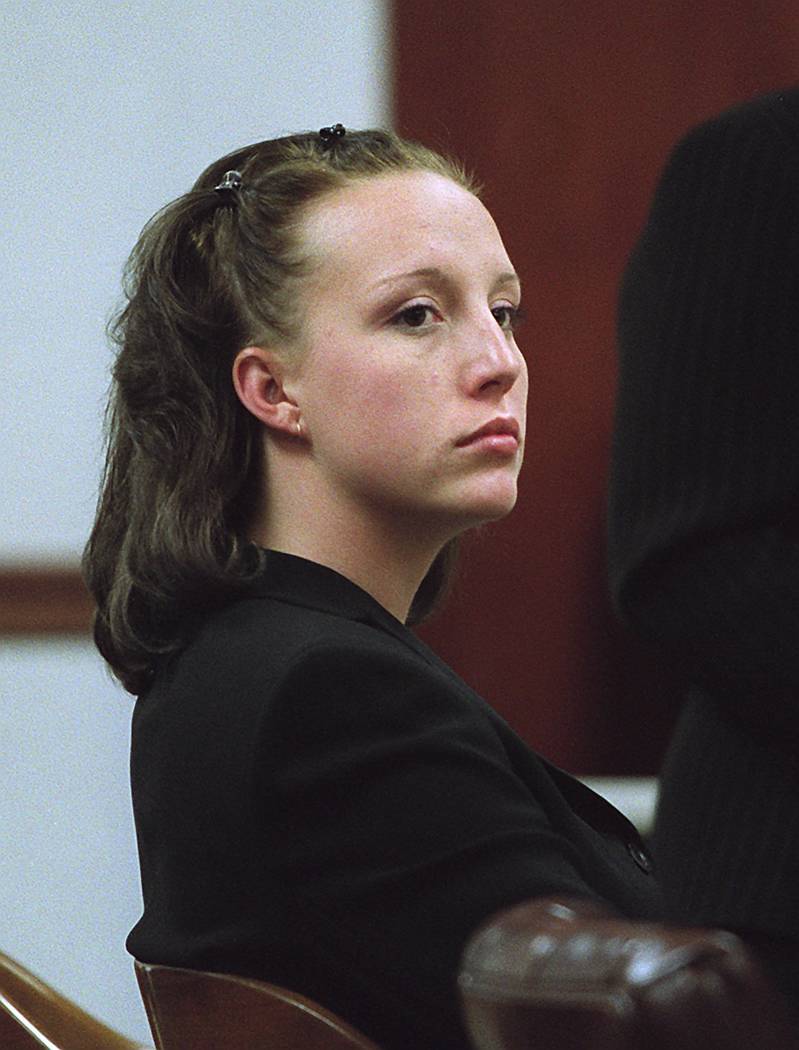 Kirstin Lobato listens to testimony in Clark County District Court in Las Vegas, May 14, 2002, during her hearing in connection with the death and mutilation of a homeless man. Lobato allegedly ki ...