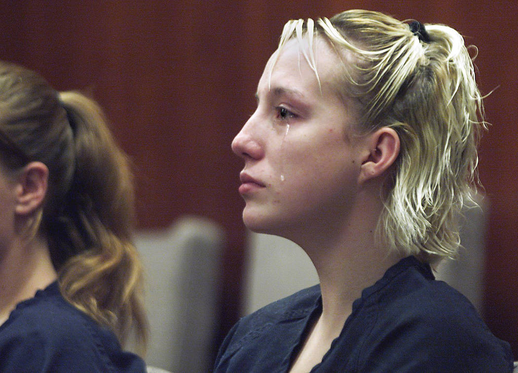 Tears stream down the face of Kirstin Lobato, appearing in Clark County District Court Tuesday, Aug. 21, 2001, on charges of murder and severing a man's penis. K.M. Cannon Las Vegas Review-Journal