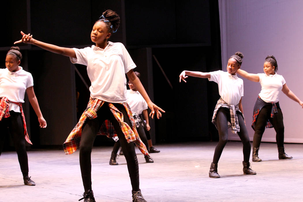 Students from Imagine 100 Academy of Excellence perform at UNLV to celebrate National School Choice Week Tuesday, Jan. 23, 2018. Over 1,800 students, teacher and families watched several student p ...