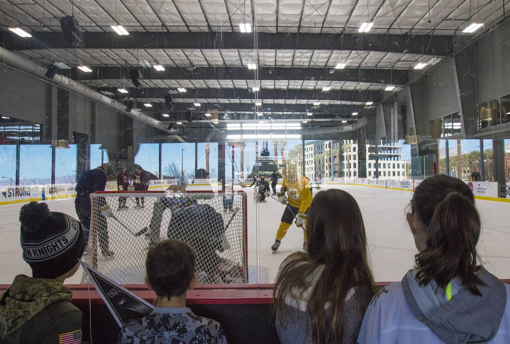 Fans watch the Vegas Golden Knights practice at the City National Arena in Las Vegas, Monday, Jan. 15, 2018. Rachel Aston Las Vegas Review-Journal @rookie__rae