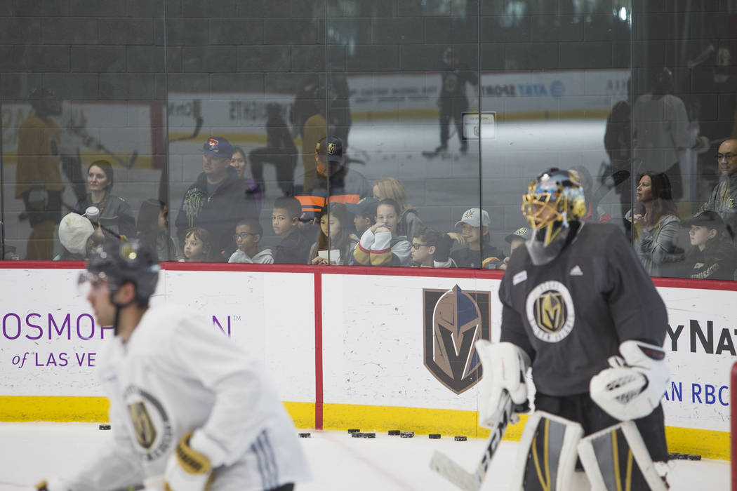 Fans watch the Vegas Golden Knights practice at the City National Arena in Las Vegas, Monday, Jan. 15, 2018. Rachel Aston Las Vegas Review-Journal @rookie__rae
