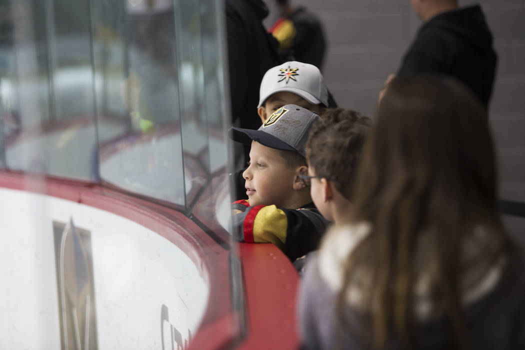 Justin Bartell, 10, watches the Vegas Golden Knights practice at the City National Arena in Las Vegas, Monday, Jan. 15, 2018. Rachel Aston Las Vegas Review-Journal @rookie__rae