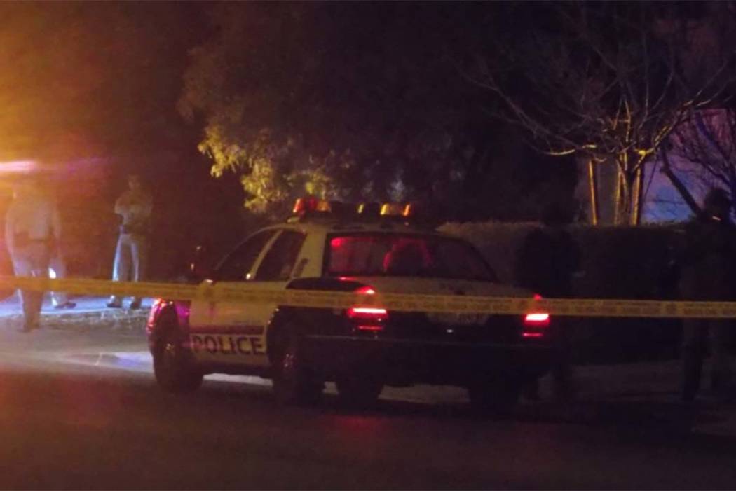 Las Vegas police investigated a Friday morning shooting that left a woman dead in south Las Vegas. Police say a man shot and killed his wife at a house at 11729 Giles St. (Max Michor/Las Vegas Rev ...