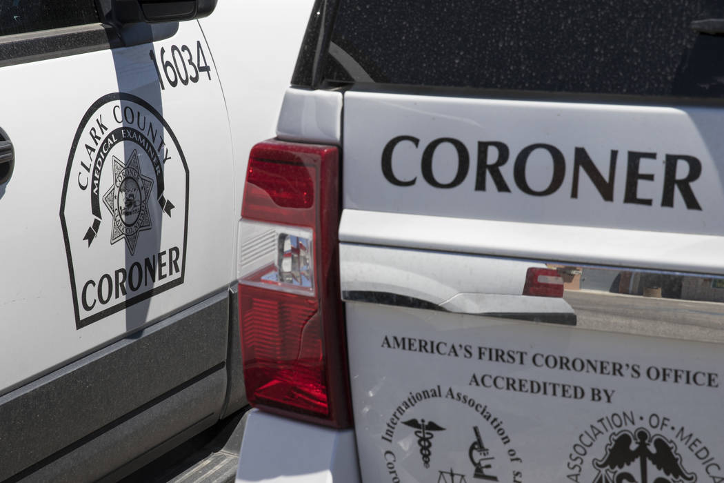 Clark County Coroner and Medical Examiner vehicles parked at their headquarters located at 1704 Pinto Lane in Las Vegas on Tuesday, May 23, 2017. Richard Brian Las Vegas Review-Journal @vegasphoto ...