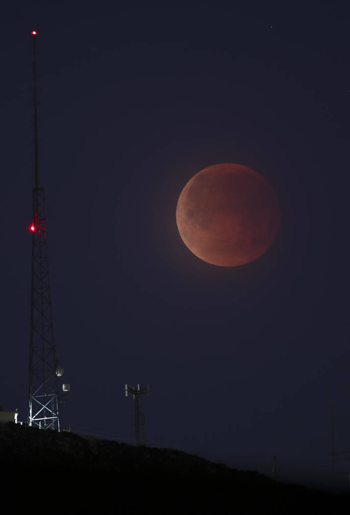 A partially eclipsed super blue blood moon, Wednesday, Jan. 31, 2018 in Las Vegas. Richard Brian/Las Vegas Review-Journal @vegasphotograph