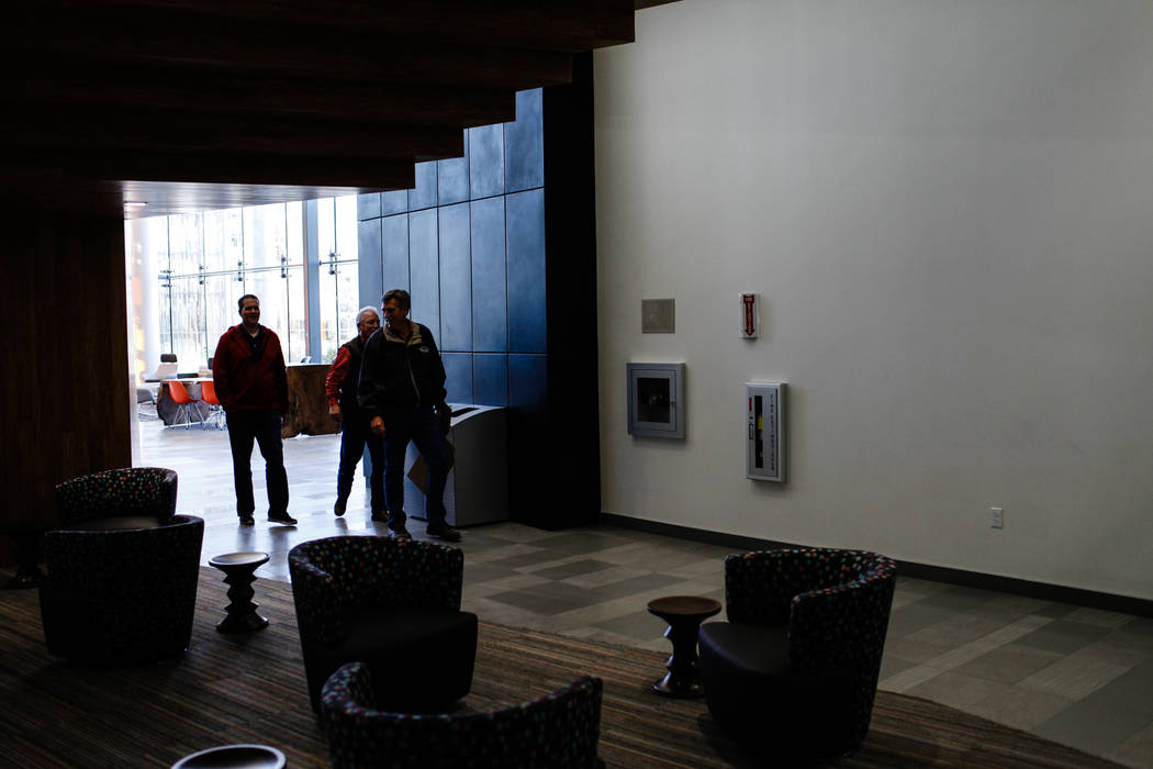 People walk inside Hospitality Hall at UNLV in Las Vegas, Thursday, Dec. 21, 2017. The building is set to open in late January 2018. Joel Angel Juarez Las Vegas Review-Journal @jajuarezphoto