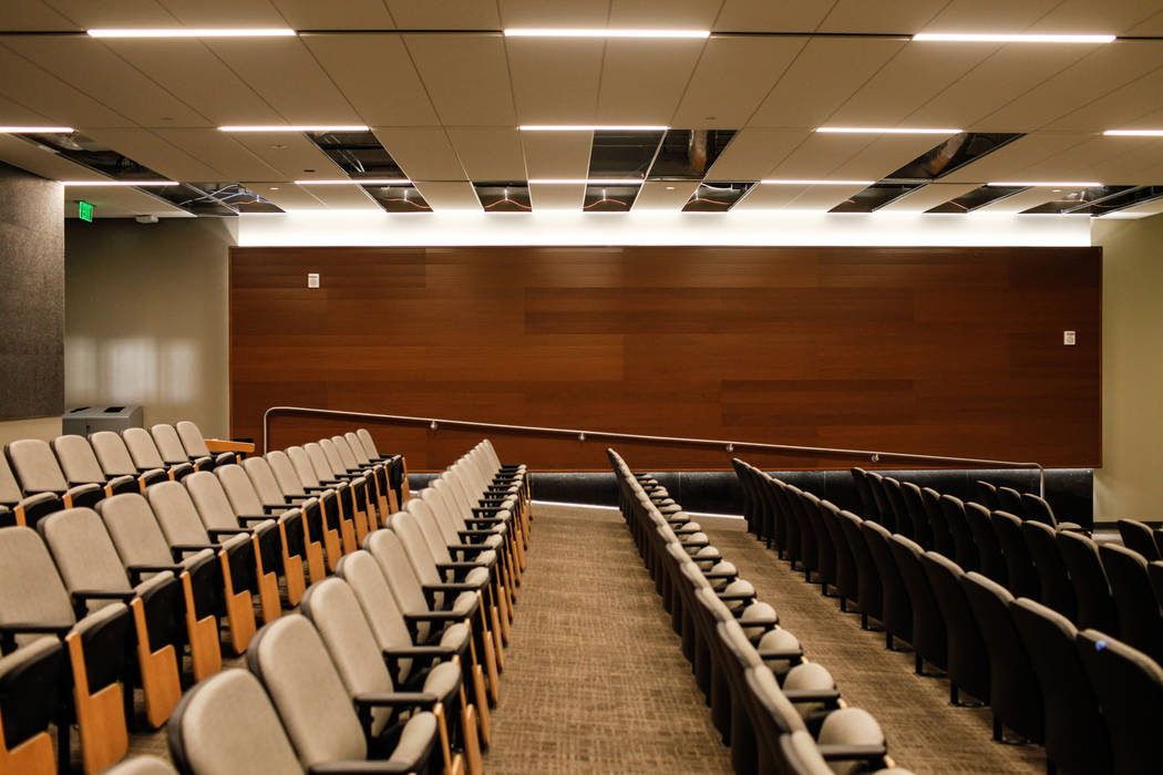 Seats inside an auditorium at Hospitality Hall at UNLV in Las Vegas, Thursday, Dec. 21, 2017. The building is set to open in late January 2018. Joel Angel Juarez Las Vegas Review-Journal @jajuarez ...