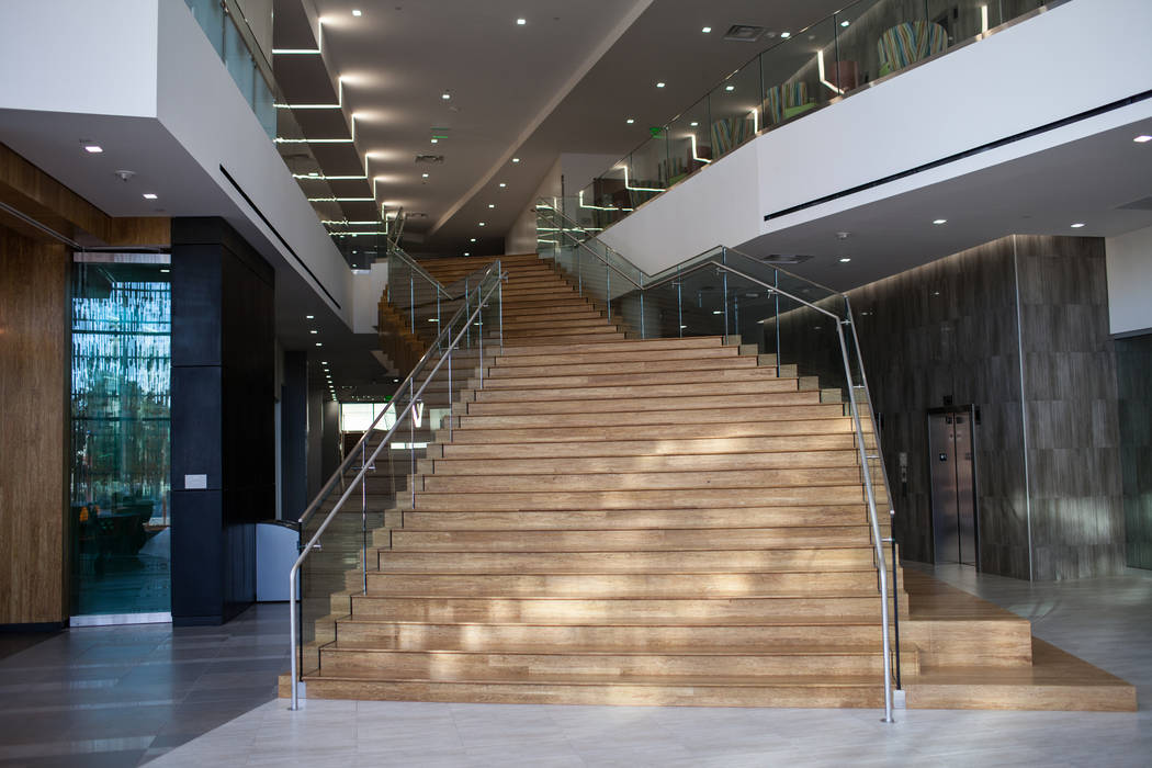 A staircase located inside Hospitality Hall at UNLV in Las Vegas, Thursday, Dec. 21, 2017. The building is set to open in late January 2018. Joel Angel Juarez Las Vegas Review-Journal @jajuarezphoto