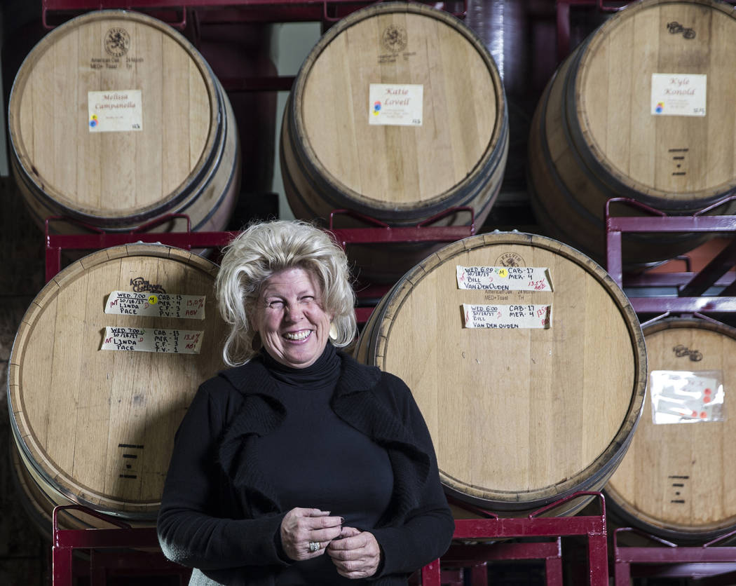 Patty Peters, co-partner at Vegas Valley Winery/Grape Expectations, on Tuesday, Dec. 19, 2017, in Las Vegas. Benjamin Hager Las Vegas Review-Journal @benjaminhphoto