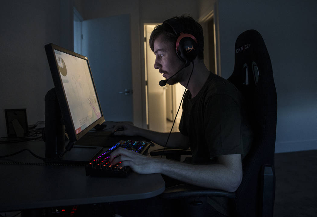 Rogue team member Casper Møller practices Counter-Strike: Global Offensive with players from around the world on Tuesday, December 12, 2017, at his home, in Las Vegas. Benjamin Hager Las Vegas Re ...