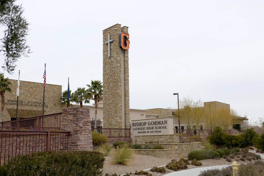 The front of Bishop Gorman Catholic High School as seen on Tuesday, January 2, 2018. Michael Quine Las Vegas Review-Journal @Vegas88s