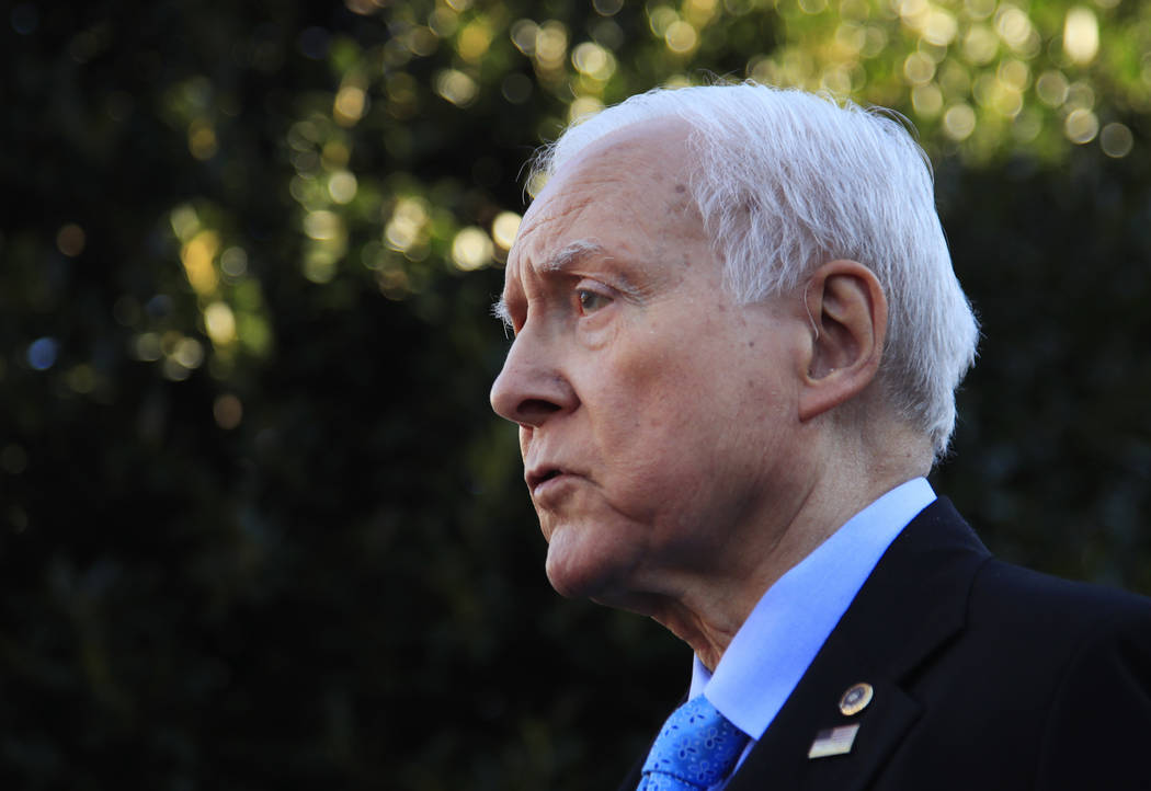 Senate Finance Committee Chairman Orrin Hatch, R-Utah, speaks to reporters following a meeting with President Donald Trump at the White House in Washington, Nov. 27, 2017. Hatch says he is retirin ...