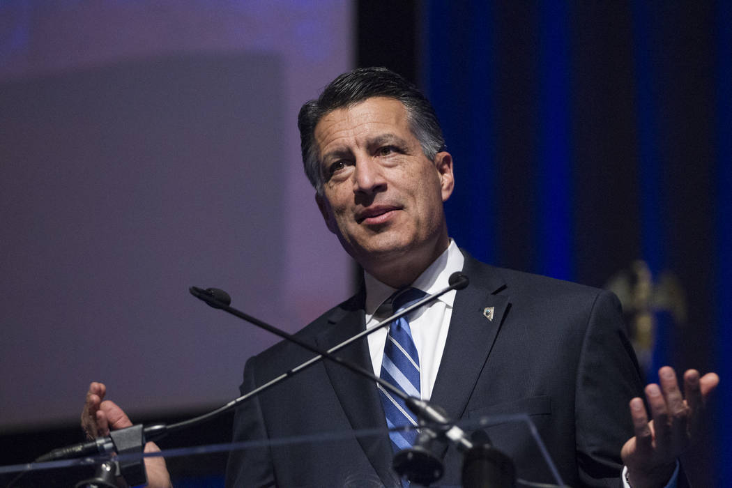 Gov. Brian Sandoval speaks during the Nevada Governor's Global Tourism Summit at the Flamingo hotel-casino in Las Vegas, Tuesday, Dec. 5, 2017. Erik Verduzco Las Vegas Review-Journal @Erik_Verduzco