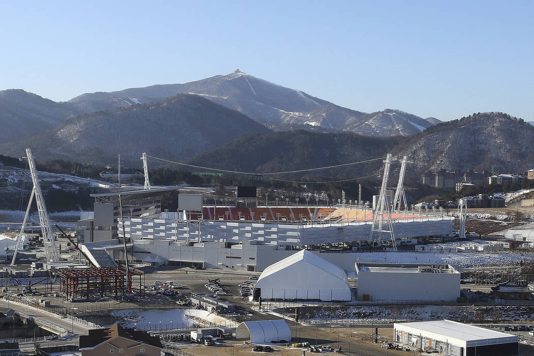 In this Dec. 12, 2017, photo, Pyeongchang Olympic Stadium is seen in Pyeongchang, South Korea. (AP Photo/Ahn Young-joon)