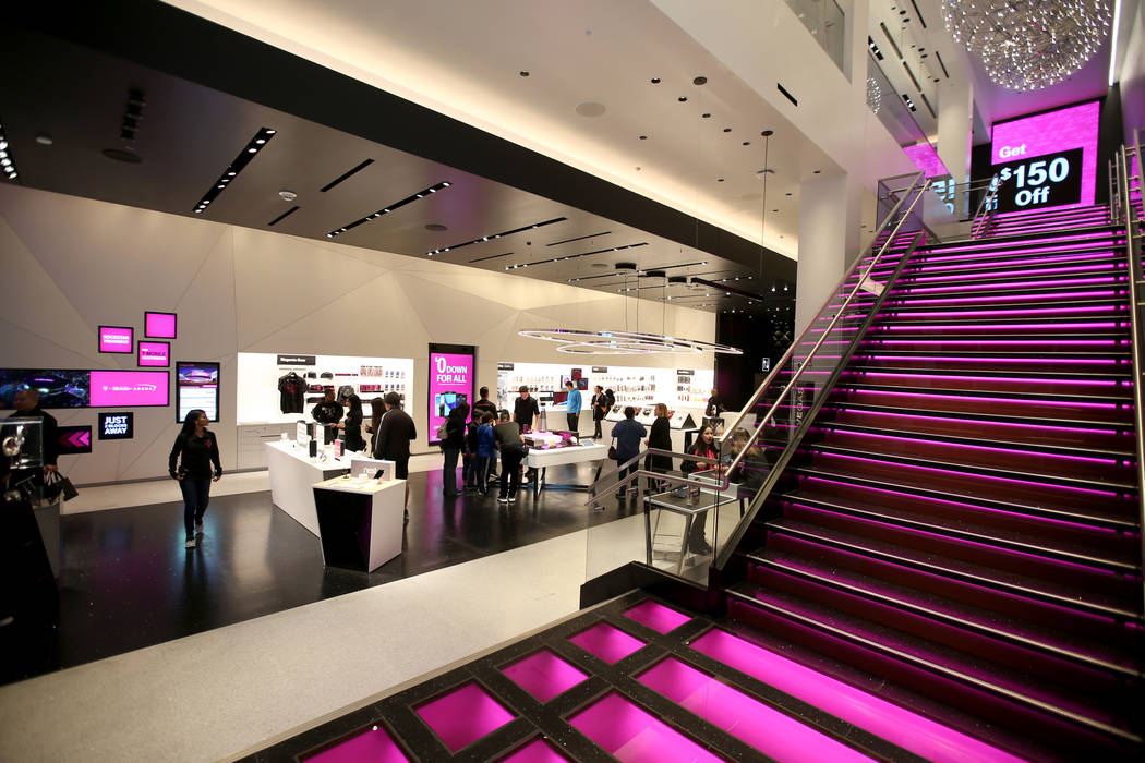 The T-Mobile store on the Strip on opening night Thursday, Jan. 4, 2018. It is located inside the Showcase Mall, near the intersection of Las Vegas Boulevard and Tropicana Avenue. K.M. Cannon Las  ...