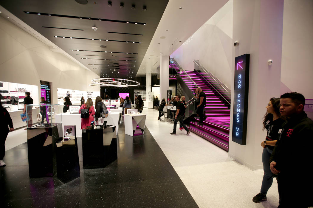The T-Mobile store on the Strip on opening night Thursday, Jan. 4, 2018. It is located inside the Showcase Mall, near the intersection of Las Vegas Boulevard and Tropicana Avenue. K.M. Cannon Las  ...