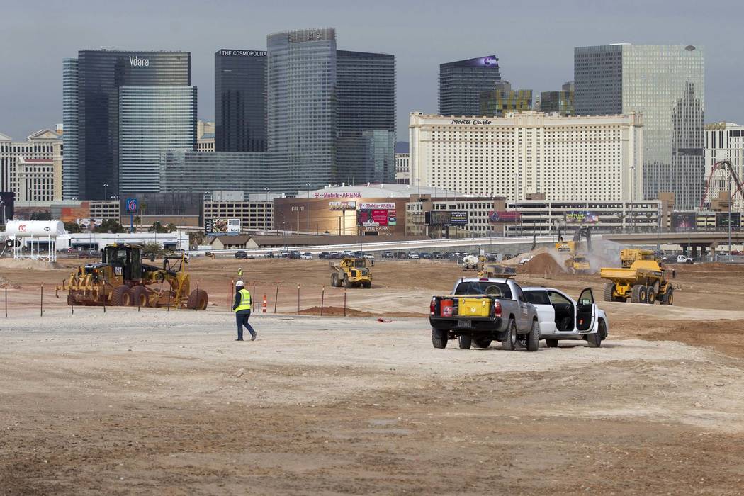 The site of the future Raiders football stadium in Las Vegas, Tuesday, Jan. 2, 2018. (Erik Verduzco/Las Vegas Review-Journal) @Erik_Verduzco