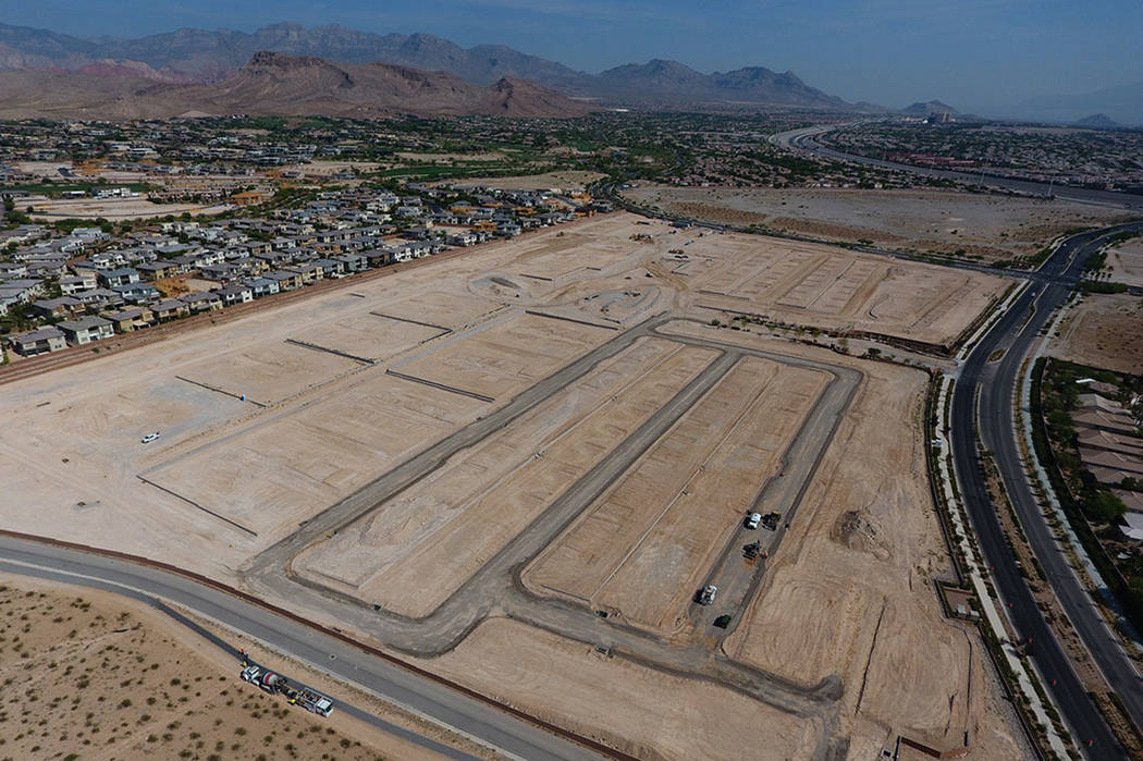 A 55-acre lot is prepared for the construction of 354 homes in Shea Home’s Trilogy, an age-restricted community, at the corner of Town Center and Flamingo in Summerlin on Tuesday, July 18, 2017. ...