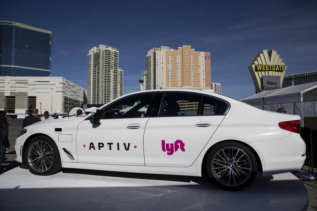 Aptiv and Lyft showcase their autonomous vehicle outside of the Las Vegas Convention Center in advance of CES in Las Vegas, Sunday, Jan. 7, 2018. Erik Verduzco/Las Vegas Review-Journal