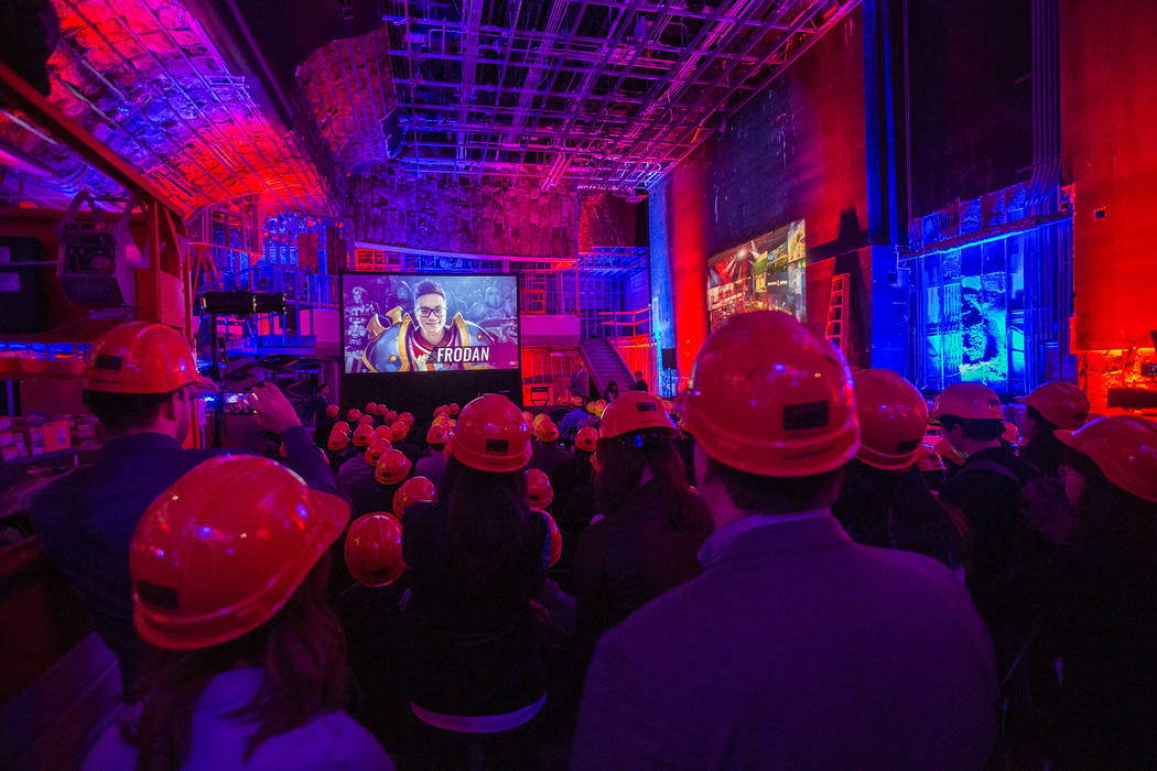 Attendees listen to a presentation in the main gaming area of the soon-to-be-completed eSports Arena on Wednesday, January 10, 2018, at the Luxor hotel-casino, in Las Vegas. Benjamin Hager Las Veg ...