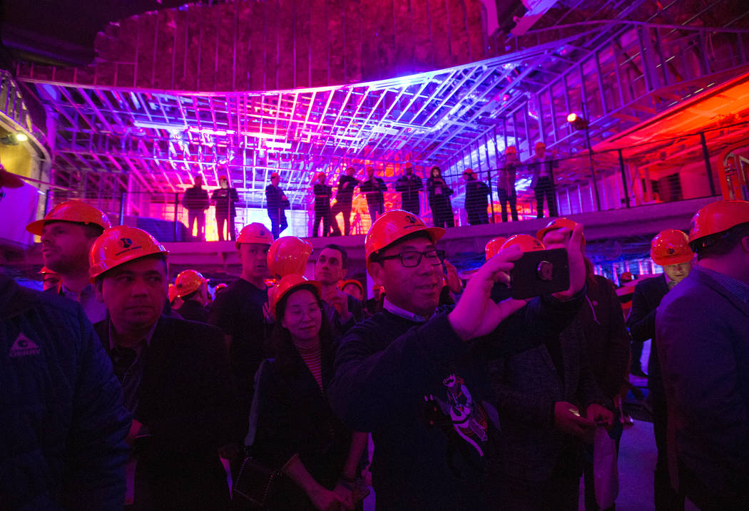 Attendees listen to a presentation in the main gaming area of the soon-to-be-completed eSports Arena on Wednesday, January 10, 2018, at the Luxor hotel-casino, in Las Vegas. Benjamin Hager Las Veg ...