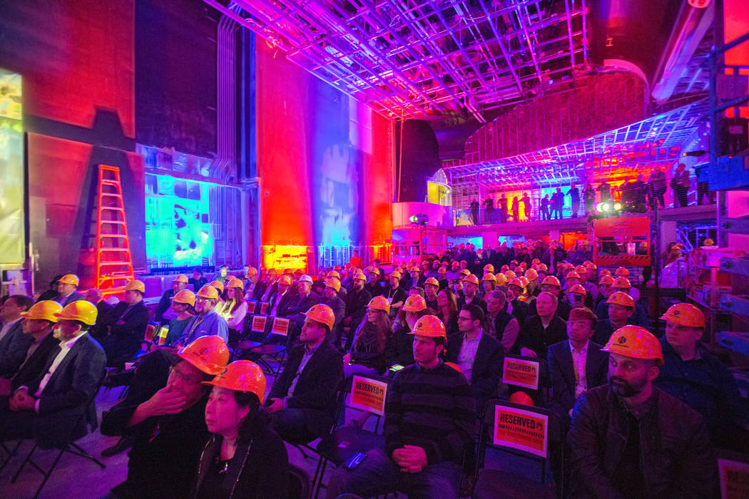 Attendees listen to a presentation in the main gaming area of the soon-to-be-completed eSports Arena on Wednesday, January 10, 2018, at the Luxor hotel-casino, in Las Vegas. Benjamin Hager Las Veg ...