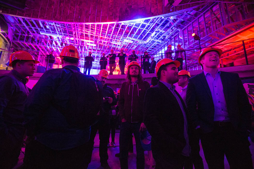 Attendees listen to a presentation in the main gaming area of the soon-to-be-completed eSports Arena on Wednesday, January 10, 2018, at the Luxor hotel-casino, in Las Vegas. Benjamin Hager Las Veg ...