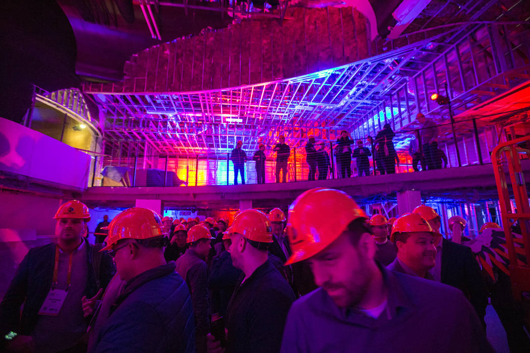 Attendees listen to a presentation in the main gaming area of the soon-to-be-completed eSports Arena on Wednesday, January 10, 2018, at the Luxor hotel-casino, in Las Vegas. Benjamin Hager Las Veg ...