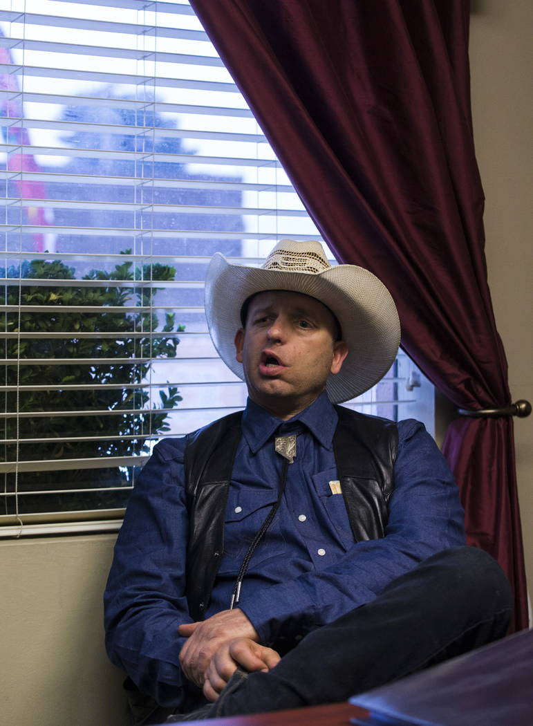 Ryan Bundy, son of Bunkerville rancher Cliven Bundy, at the office of defense attorney Bret Whipple in downtown Las Vegas on Tuesday, Jan. 9, 2018. Chase Stevens Las Vegas Review-Journal @cssteven ...