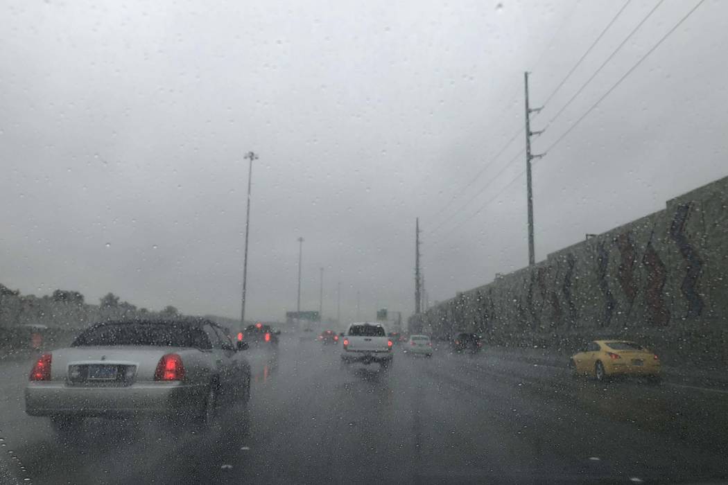 Rain created problems for drivers in the Las Vegas Valley on Tuesday, Jan. 9, 2018. Several crashes were reported throughout the area during the morning commute. (Kerry Blanchfield/Las Vegas Revie ...