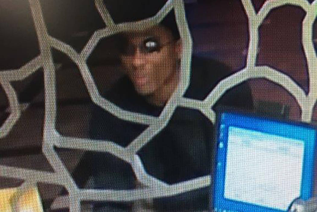 Robbery suspect at Ellis Island Casino and Brewery (still photo from security camera/Las Vegas Metropolitan Police Department)