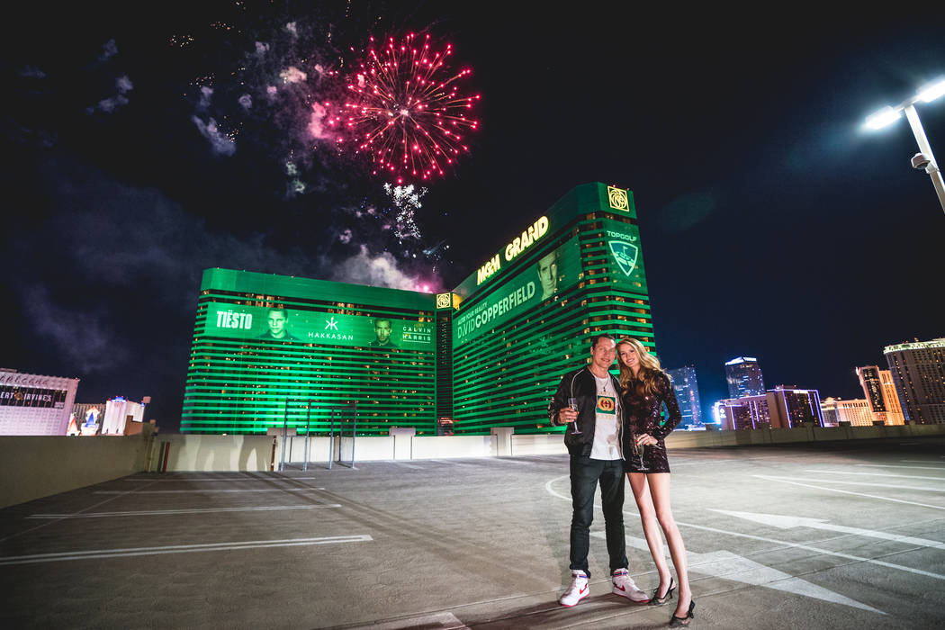 Tiesto is shown with his fiance, Annika Backes, at MGM Grand on Saturday, Jan. 13, 2018. (Jordan Loyd)