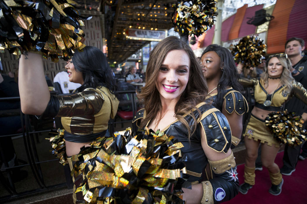 Members of the Knights Crew arrive during the team's first fan fest at the Fremont Street Experience in downtown Las Vegas on Sunday, Jan. 14, 2018. Richard Brian Las Vegas Review-Journal @vegasph ...