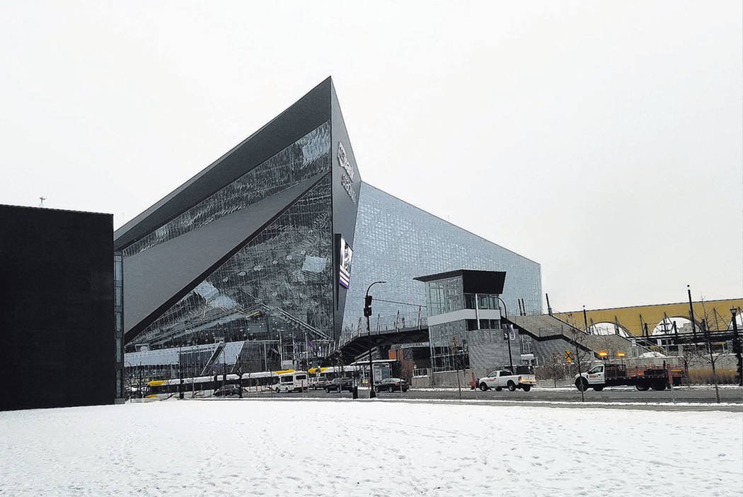 U.S. Bank Stadium, shown Dec. 17, 2018, and built for $1.1 billion by Mortenson Construction of Minneapolis, opened July 22, 2016, roughly four years before the anticipated opening of the Las Vega ...