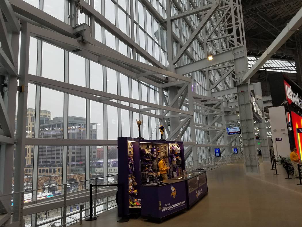 Pivot doors at U.S. Bank Stadium can open on the west end of the stadium, just as a wall on the northeast end of the Las Vegas Stadium will open. Doors were closed because it was too cold on Sunda ...
