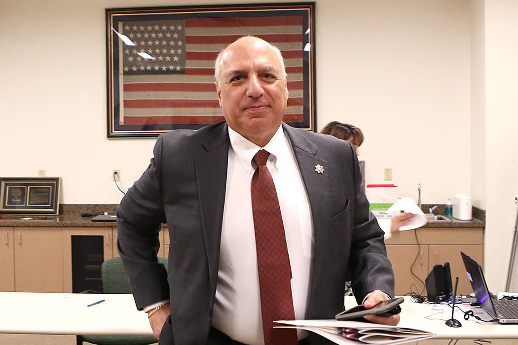 Councilman Stavros Anthony leaves the clerk's office after filing his paperwork to run for Las Vegas City Council representing Ward 4 on Tuesday, Jan. 24, 2017, at Las Vegas City Hall. (Bizuayehu ...