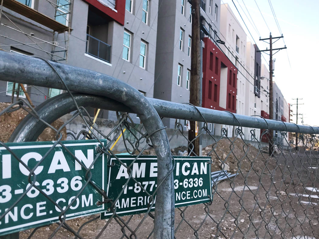 The site of a new student housing apartment complex near UNLV on Thursday, Jan. 11. Construction stopped in September 2017, and has not resumed since. (Natalie Bruzda/Las Vegas Review-Journal)
