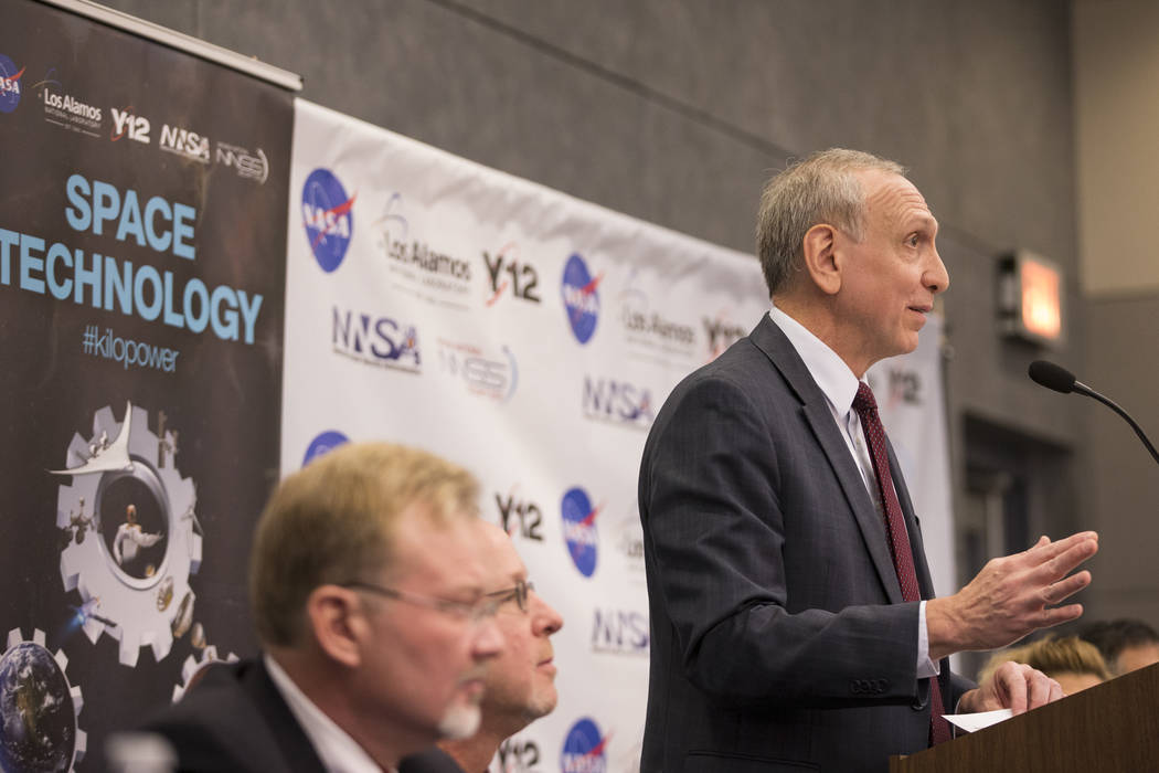 Steve Jurczyk, associate administrator for the Space Technology Mission Directorate, speaks during a panel discussion on a future mission to Mars, at the National Atomic Testing Museum, in Las Veg ...