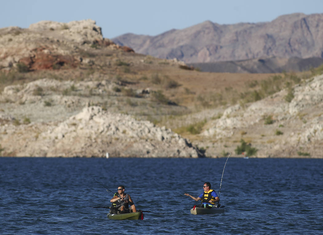 Fishermen at Lake Mead National Recreation Area on Tuesday, Aug. 15, 2017. Chase Stevens Las Vegas Review-Journal @csstevensphoto
