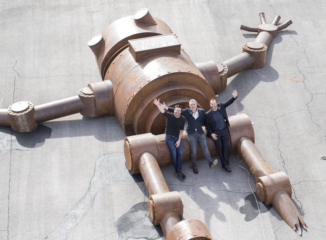 Vince Kadlubek, cofounder and CEO of Meow Wolf, from left, Michael