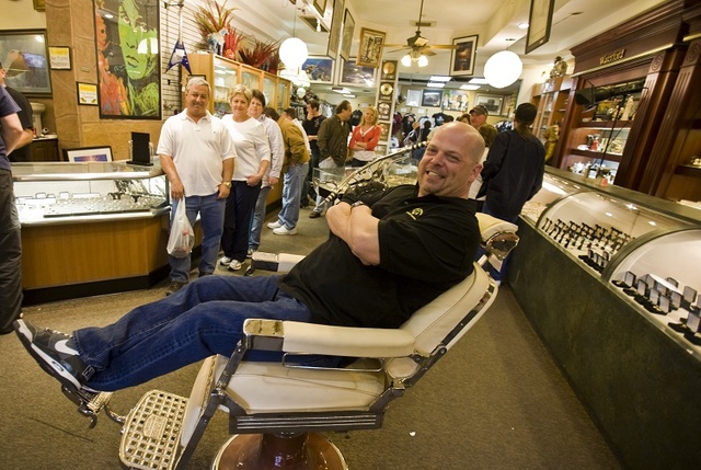Gold & Silver Pawn Shop co-owner Rick Harrison reclines in a barber chair at his shop at 713 Las Vegas Blvd. in Las Vegas, Feb. 5, 2010. (Jeff Scheid/Las Vegas Review-Journal file)