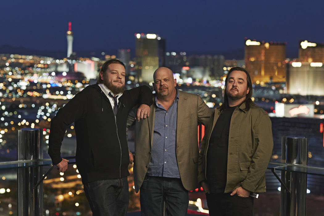 From left, Corey Harrison, Rick Harrison and Austin "Chumlee" Russell are celebrating the 500th episode of "Pawn Stars," which will air at 10 p.m. Monday on History. (Joey L./History)