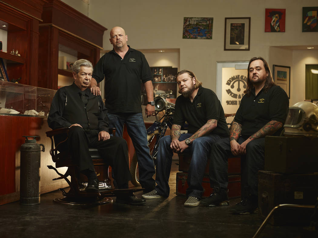 From left, Richard Harrison, Rick Harrison, Corey Harrison and Austin "Chumlee" Russell are celebrating the 500th episode of "Pawn Stars," which will air at 10 p.m. Monday on History. (Joey L./His ...