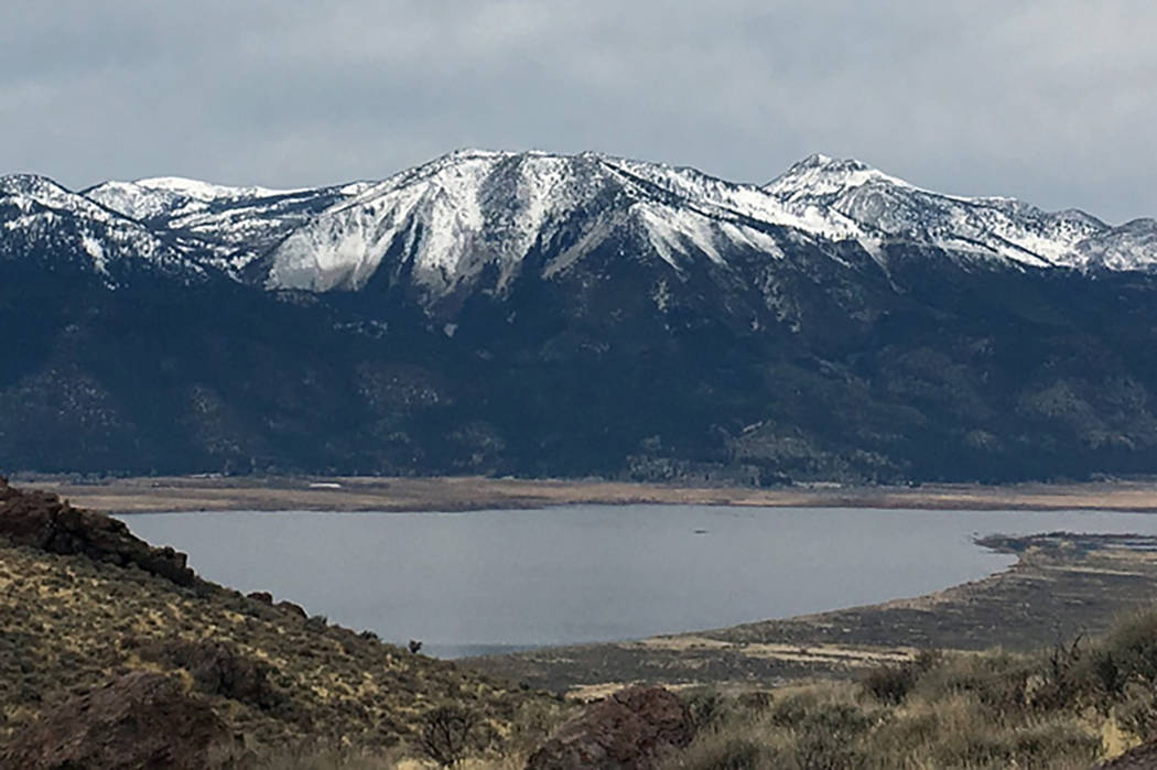 The view from the east side of Washoe Lake on Jan. 7 shows what snow drought looks on Slide Mountain and Mount Rose near Reno. Benjamin Hatchett DRI.