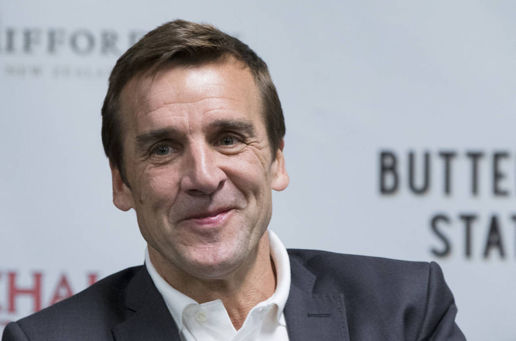 George McPhee, the new general manager of Las Vegas’ NHL expansion team, answers questions at a press conference at T-Mobile Arena on Wednesday, July 13, 2016, in Las Vegas. Benjamin Hager/ ...