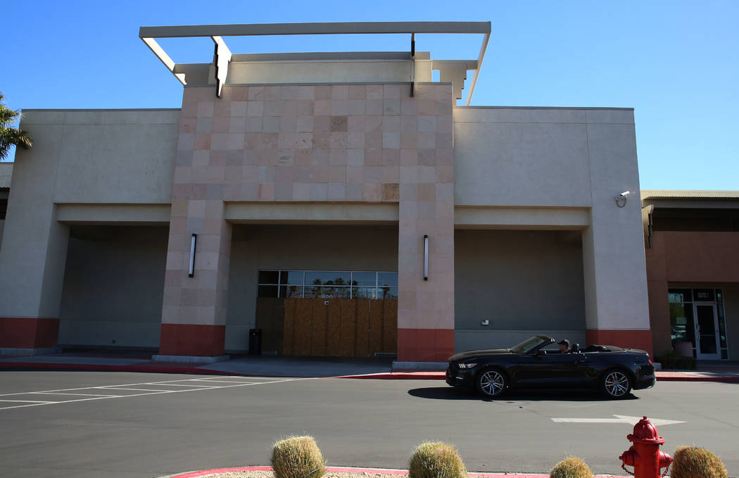 The boarded up entrance of former grocer Haggen in Boca Park on Wednesday, Feb. 7, 2018, in Las Vegas. The store remains empty more than two years after the grocery chain went bankrupt. Bizuayehu  ...