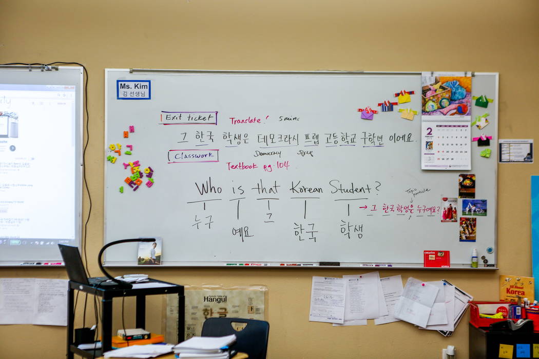 Students are required to take a Korean language class at Democracy Prep at Agassi Campus on Lake Mead Boulevard on Thursday, Feb. 8, 2018.  Patrick Connolly Las Vegas Review-Journal @PConnPie