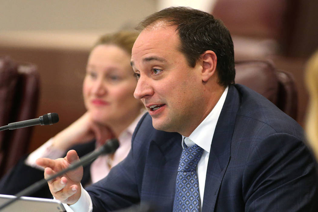 Matt Maddox of Wynn Resorts speaks during a session at the Legislative Building in Carson City in 2014. (Las Vegas Review-Journal/Cathleen Allison)
