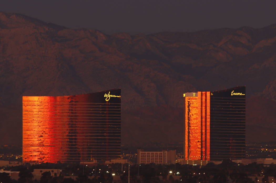 The Wynn and Encore on the Las Vegas Strip on the morning of Wednesday, Jan. 31, 2018. (David Guzman/ Las Vegas Review-Journal) @DavidGuzman1985